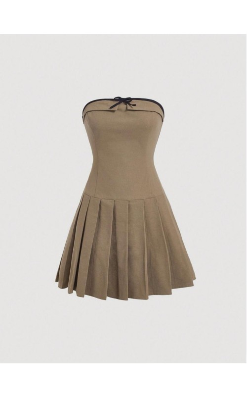 bow front pleated dress