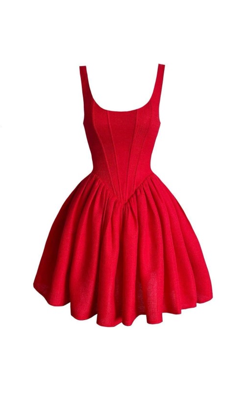 red corset dress