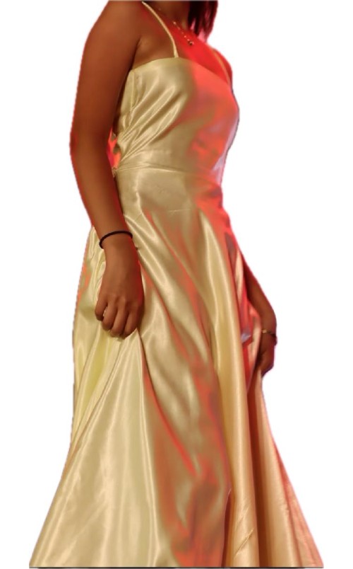 yellow satin dress